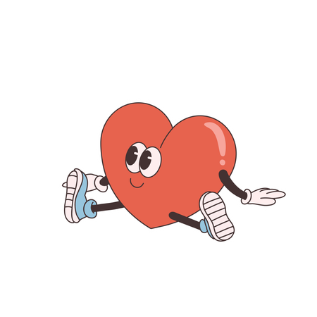 Groovy Heart Character relaxing  Illustration