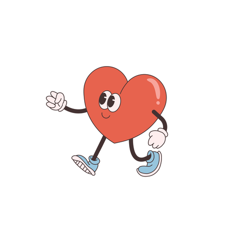 Groovy Heart Character walking  Illustration