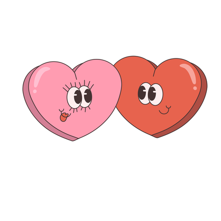 Groovy Heart Characters  Illustration