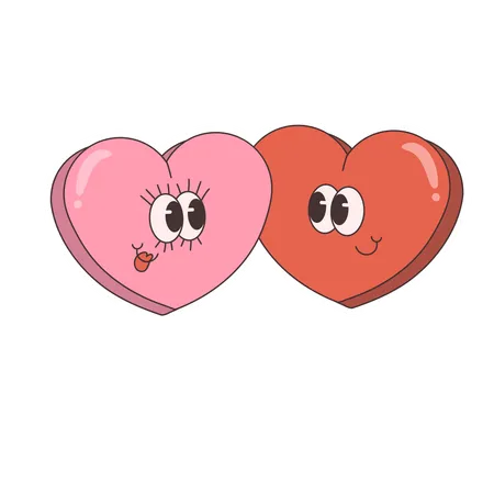 Groovy Heart Characters  Illustration