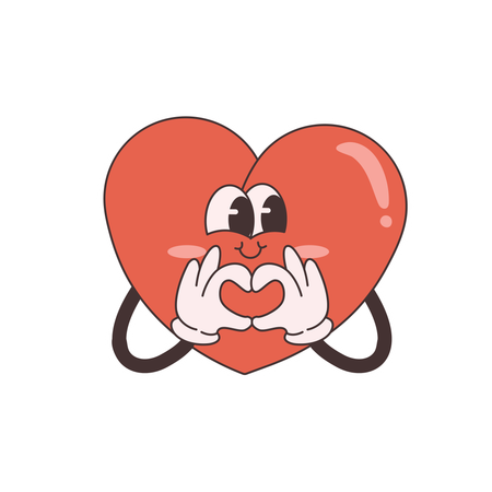 Groovy Heart showing heart gesture  Illustration