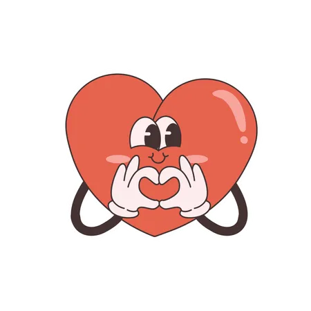 Groovy Heart showing heart gesture  Illustration