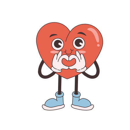 Groovy Heart showing heart gesture  Illustration