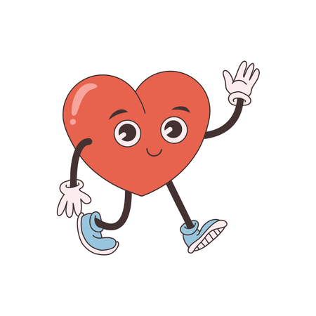 Groovy Heart waiving hand  Illustration