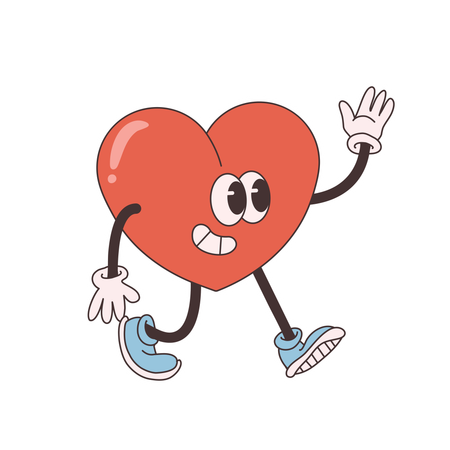 Groovy Heart waiving hand  Illustration