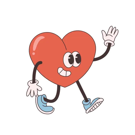 Groovy Heart waiving hand  Illustration