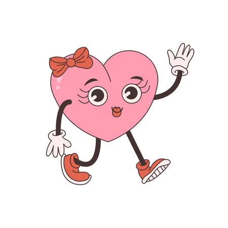 Groovy Heart waiving hand  Illustration