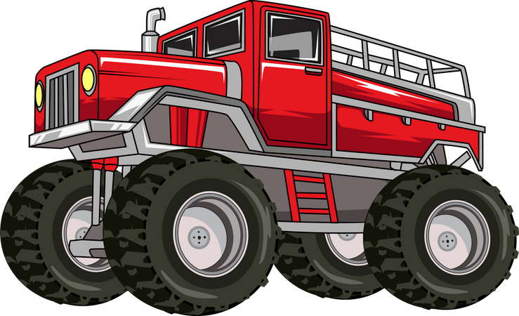 Grosse voiture de camion rouge  Illustration