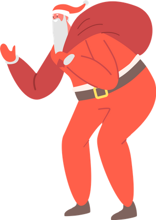 Gros Père Noël avec sac cadeau  Illustration