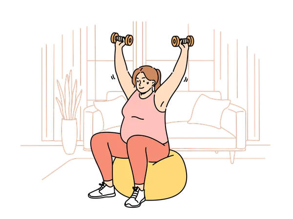 La grosse dame fait de la musculation  Illustration