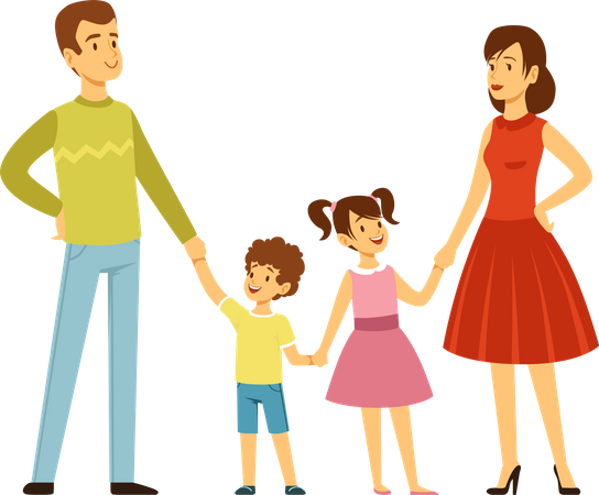 Große, glückliche Familie  Illustration
