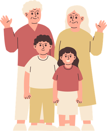 Großeltern mit Kindern  Illustration