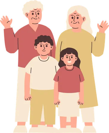 Großeltern mit Kindern  Illustration