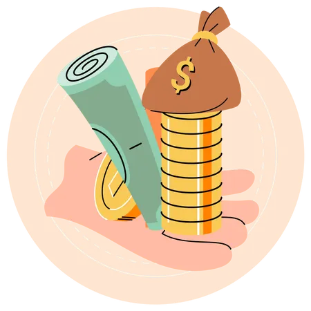 Großer Haufen Bargeld Banknoten  Illustration
