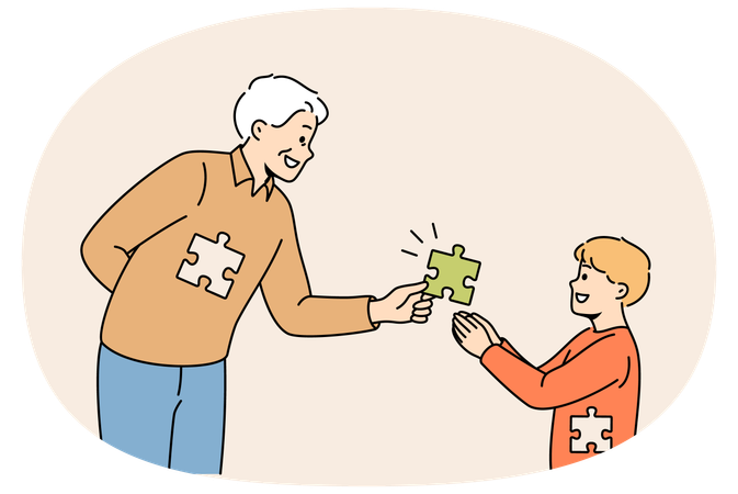 Großvater bringt Opfer für seinen Sohn  Illustration