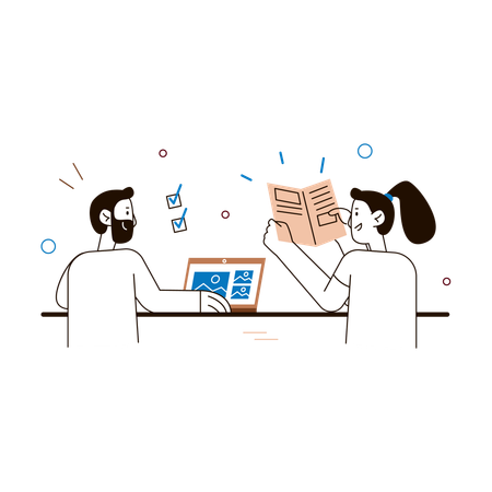 Group Discussion with Digital Media  Illustration