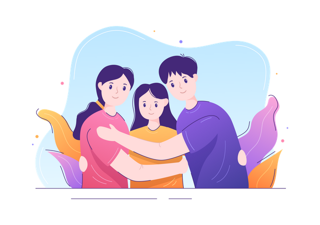 Group hugging after psychological healing  Illustration