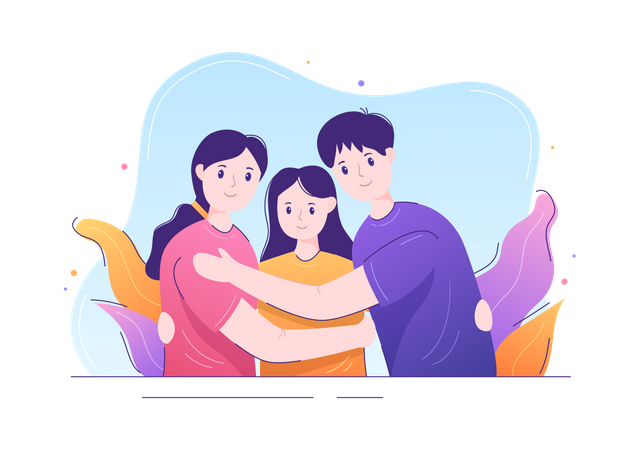 Group hugging after psychological healing  Illustration