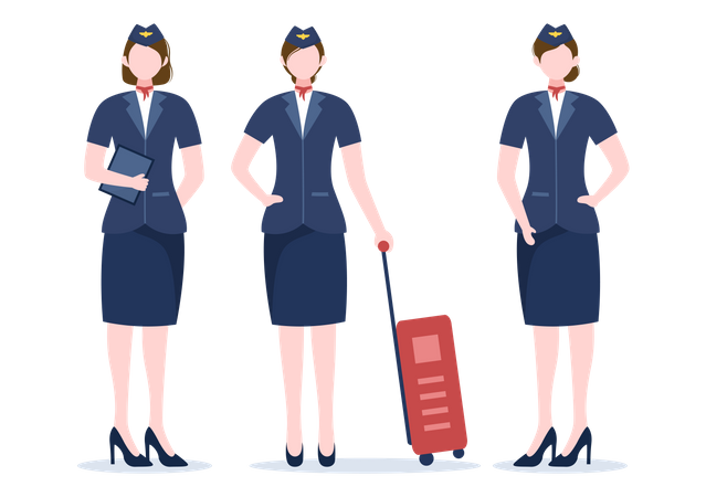 Group of Air Hostess Illustration