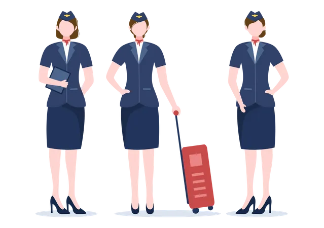 Group of Air Hostess Illustration