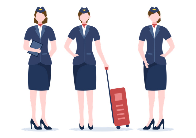 Group of Air Hostess  Illustration