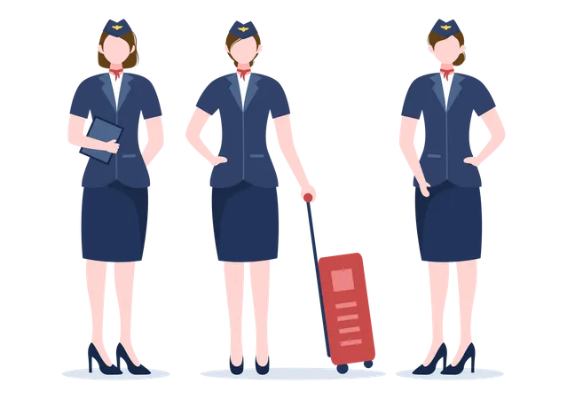 Group of Air Hostess  Illustration