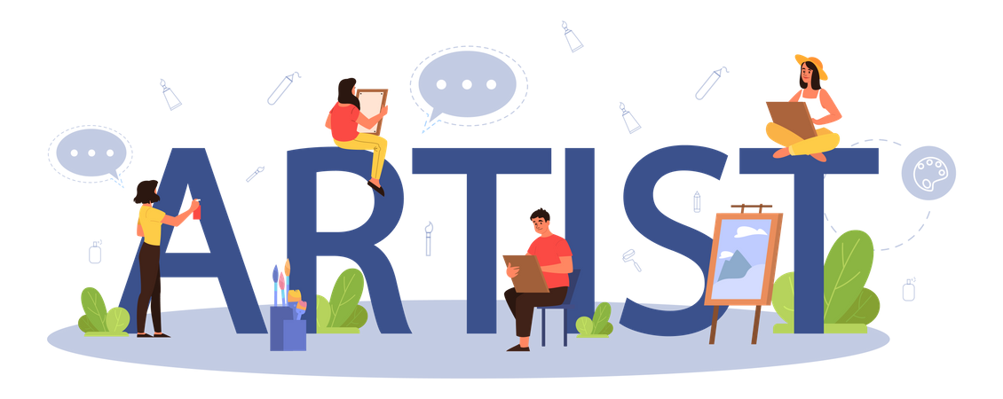 Group of artists  Illustration