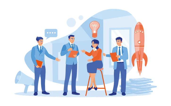 Group of business people have meeting in office  Illustration