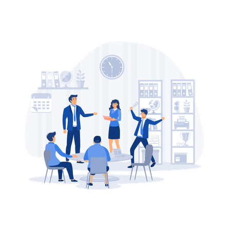 Group of business people having a meeting around a conference table  Illustration