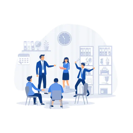 Group of business people having a meeting around a conference table  Illustration