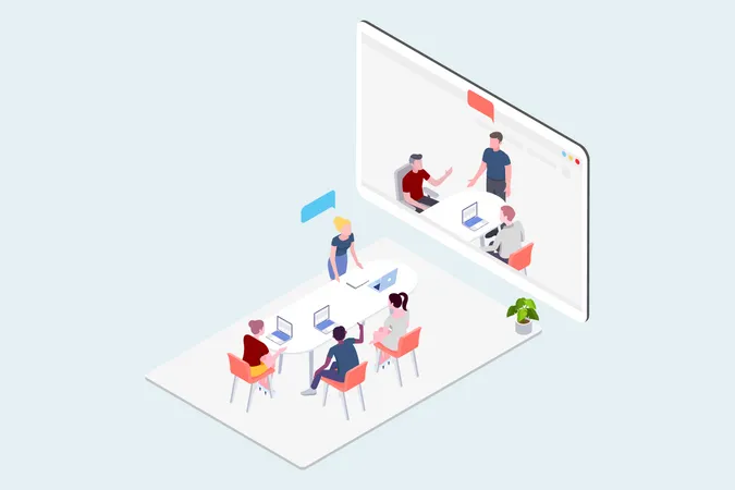 Group of business people having a video conference meeting  Illustration