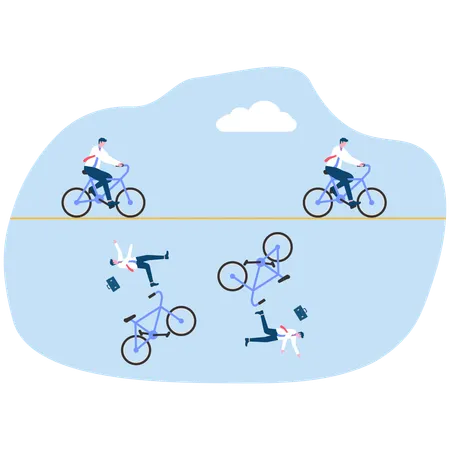 Group of businessmen riding cycle  Illustration