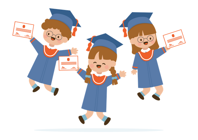 Group of children graduated from school  Illustration