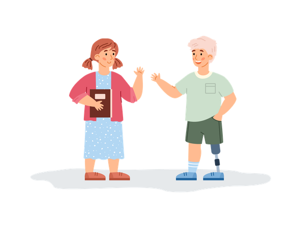 Group Of Children Including Disabled Boy  Illustration