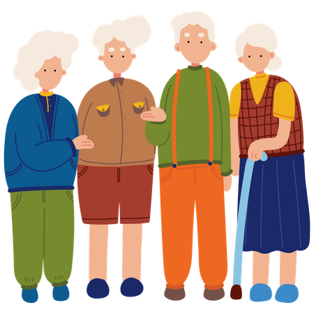 Group of elderly people  Illustration