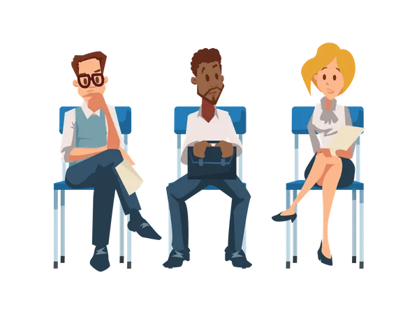 Group of Employee Sit on Chair  Illustration