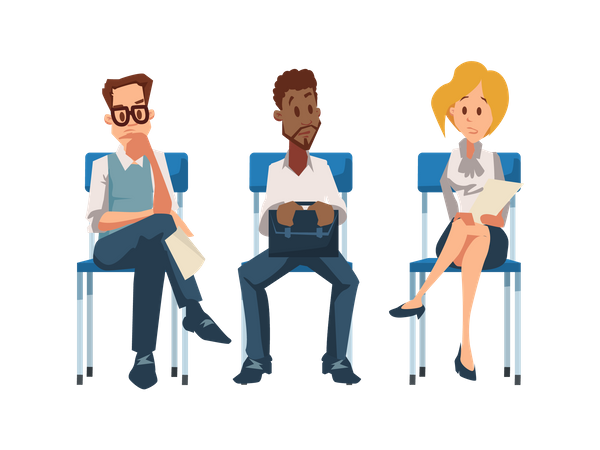 Group of Employee Sit on Chair  Illustration