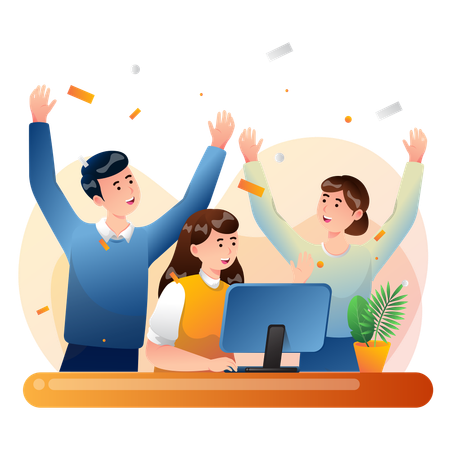 Group of employees celebrating success  Illustration