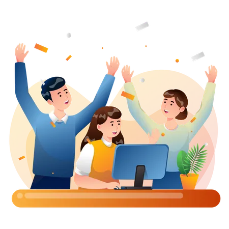 Group of employees celebrating success  Illustration