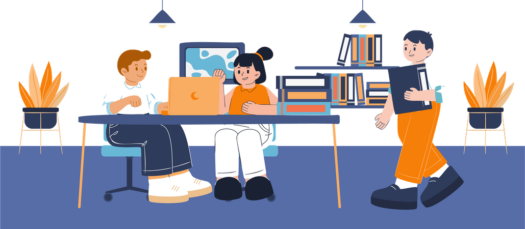 Group of employees working at office  Illustration