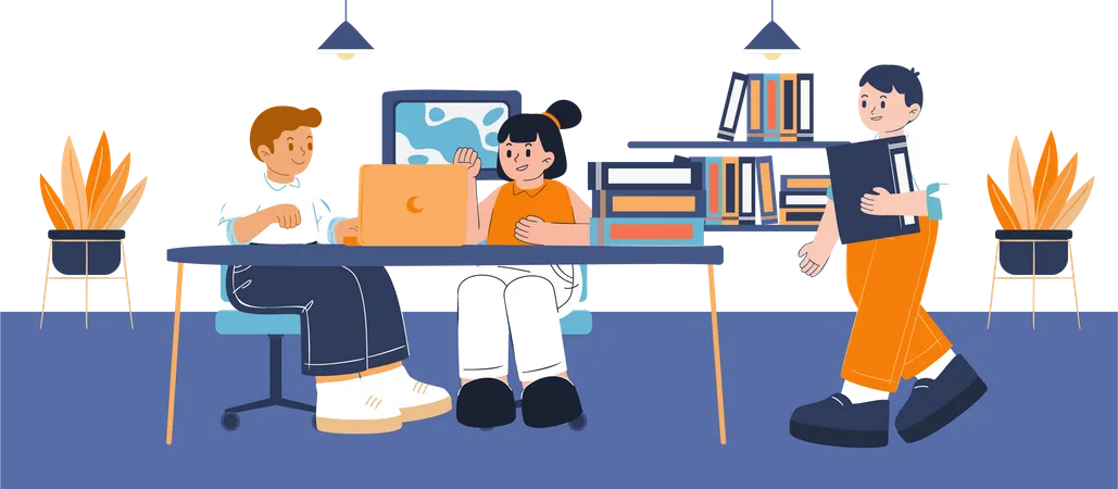 Group of employees working at office  Illustration