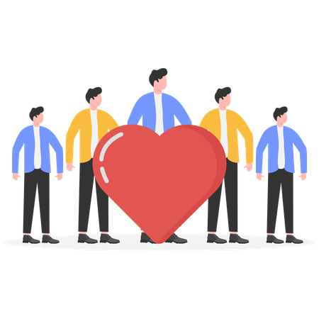 Group of employees works together for business aims  Illustration