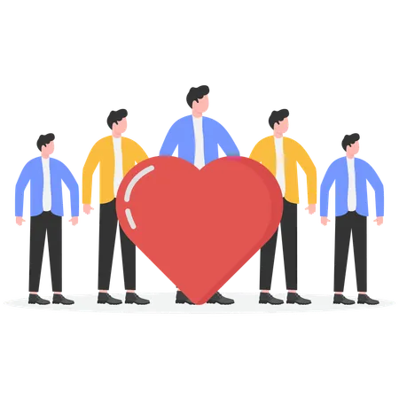 Group of employees works together for business aims  Illustration