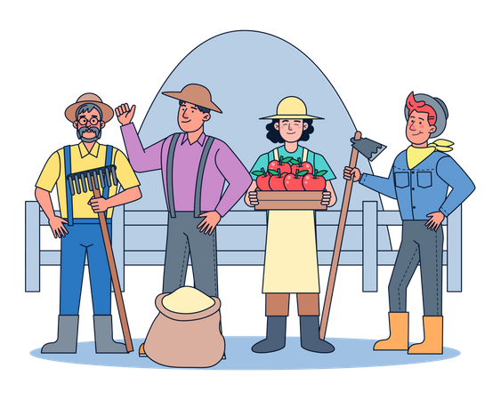 Group of farmers  Illustration