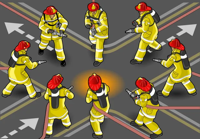 Group of firefighters Illustration