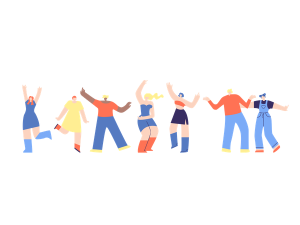 Group of friends dancing  イラスト
