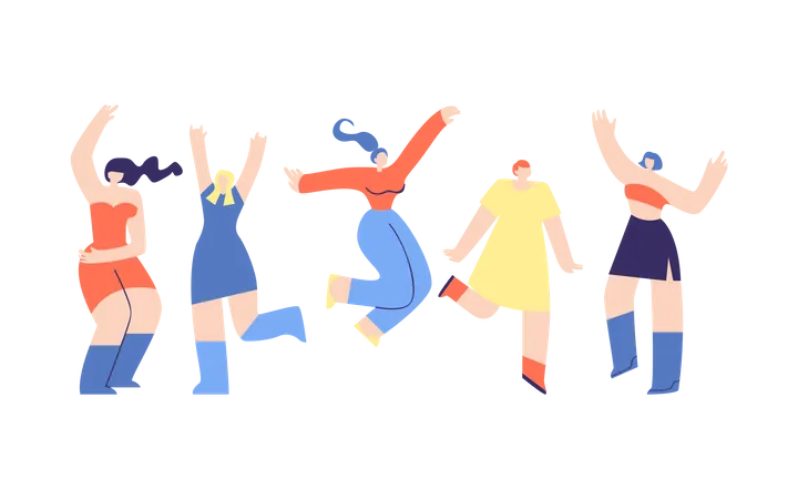 Group of girls Illustration