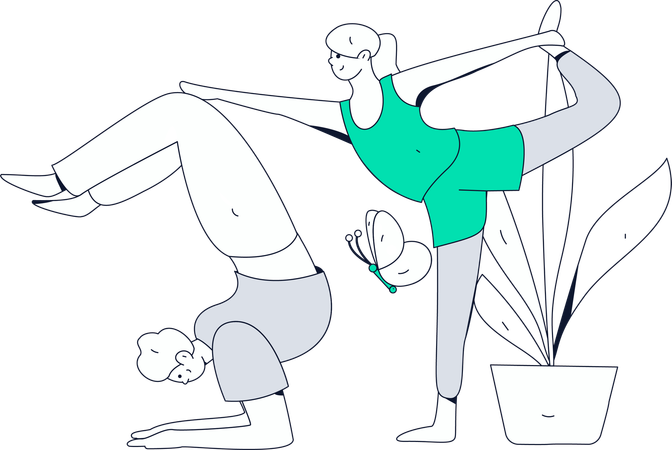 Group Of Girls Doing Yoga  Illustration