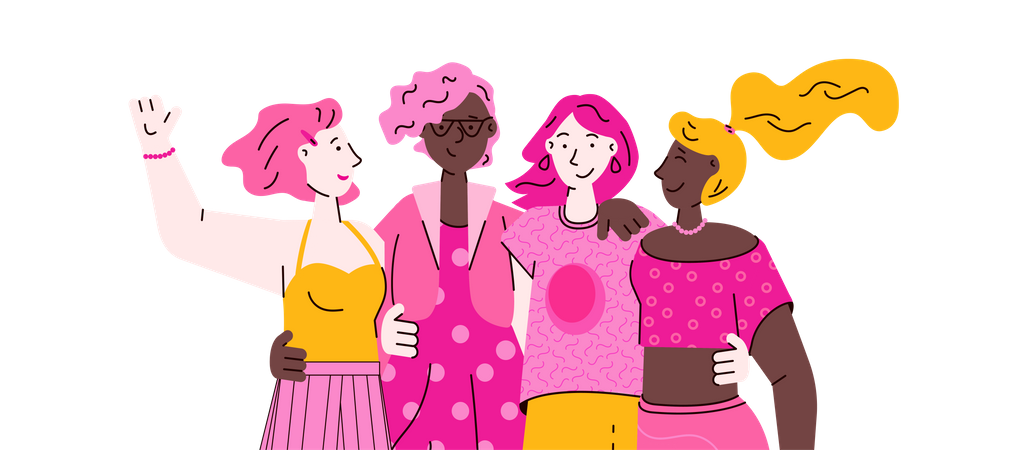 Group of girls  Illustration