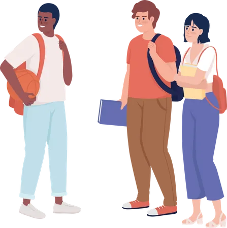 Group of high school students  Illustration